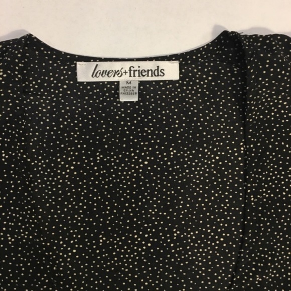 Lovers + Friends black blouse polka dot top v neck - Picture 6 of 6